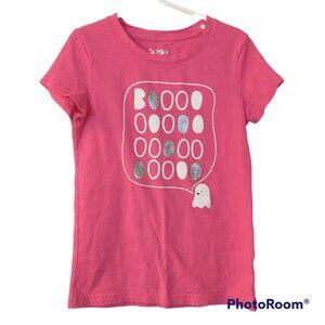 Girl's Cat & Jack Pink Ghost Boo Halloween Short Sleeve Shirt T-shirt Medium 7/8